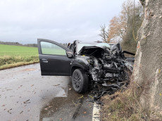 Erstmeldung: Verkehrsunfall bei Goddert: Pkw-Fahrer prallt gegen Baum