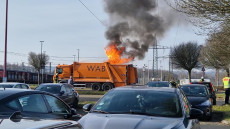 Brand eines M�llwagens am ICE Bahnhof Montabaur