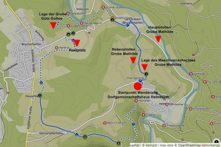 Karte für den Stollenweg in der Kroppacher Schweiz