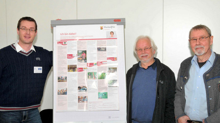 Auf diesem Plakat fr die vierte Staffel der Ehrenamtsinitiative Ich bin dabei sind auch die heimischen Verbandsgemeinden Betzdorf-Gebhardshain, Hamm und Flammersfeld aufgefhrt (v.l.): Wolfgang Weber, Georg Hillen und Dr. Rudolf Beyer. Foto: (tt)