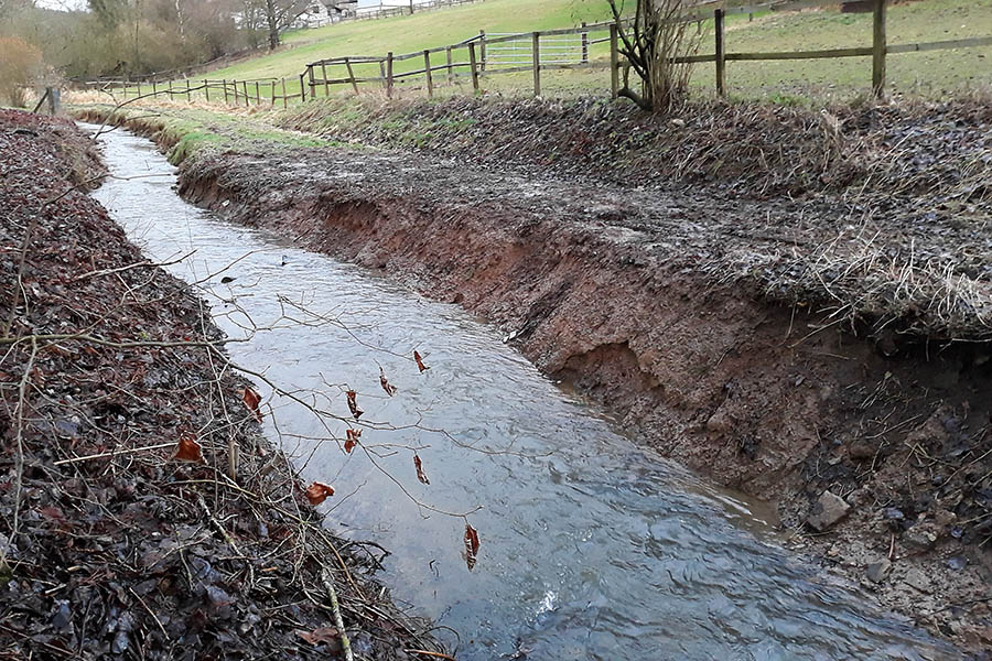 Die fortschreitende Erosion nach dem Ausbaggern ist deutlich zu erkennen. Foto: Wolfgang Tischler