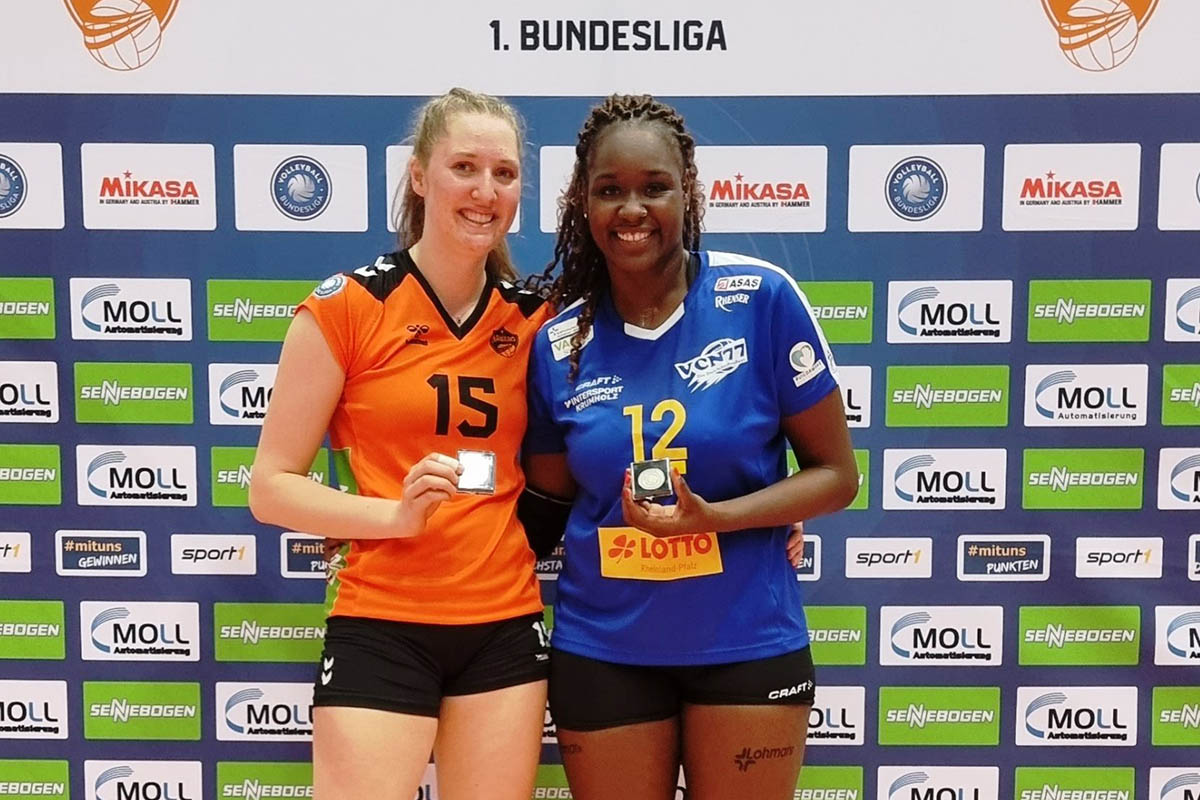 Die Diagonalspielrinnen Marie Hnle und Sarah Kamarah wurden nach dem Hinspiel zu MVPs gewhlt. Hinter beiden Namen stehen auf der Mannschaftsmeldeliste noch Fragezeichen. Foto: VBL