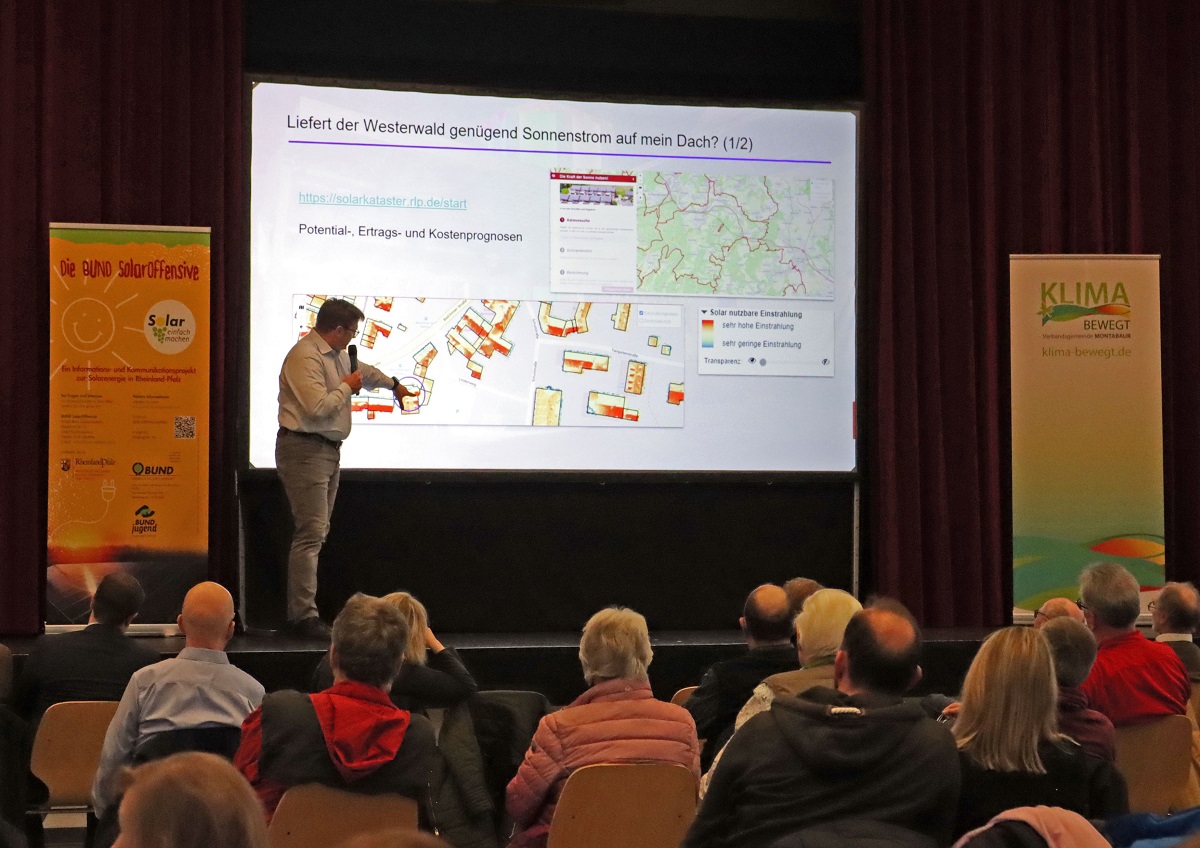 Liefert die Sonne im Westerwald genug Energie fr meine PV-Anlage? Dieser Frage ging Referent Stephan Szasz mit Hilfe des Solarkatasters auf den Grund. (Fotos: VG Montabaur, Melissa Gundlach-Schmidt)