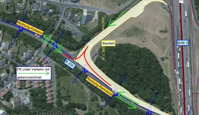 Nchster Bauabschnitt zum Ausbau der Anschlussstelle A3 / B255