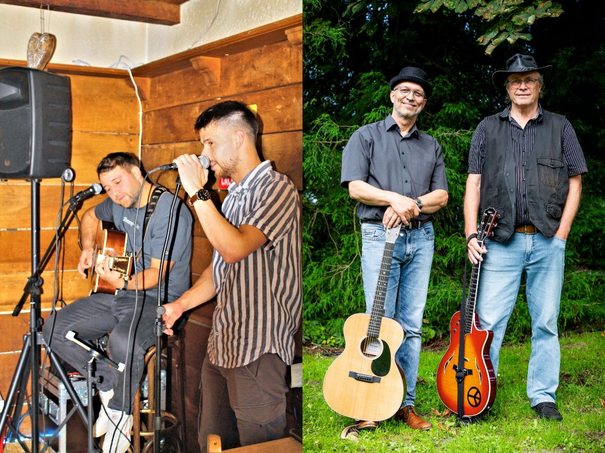 "Frikadellezwofuffzisch" (links) und "Woodstock & More" (rechts) gestalten ein musikalisches Wochenende in Betzdorf. (Fotos: Hartmut Fischer)