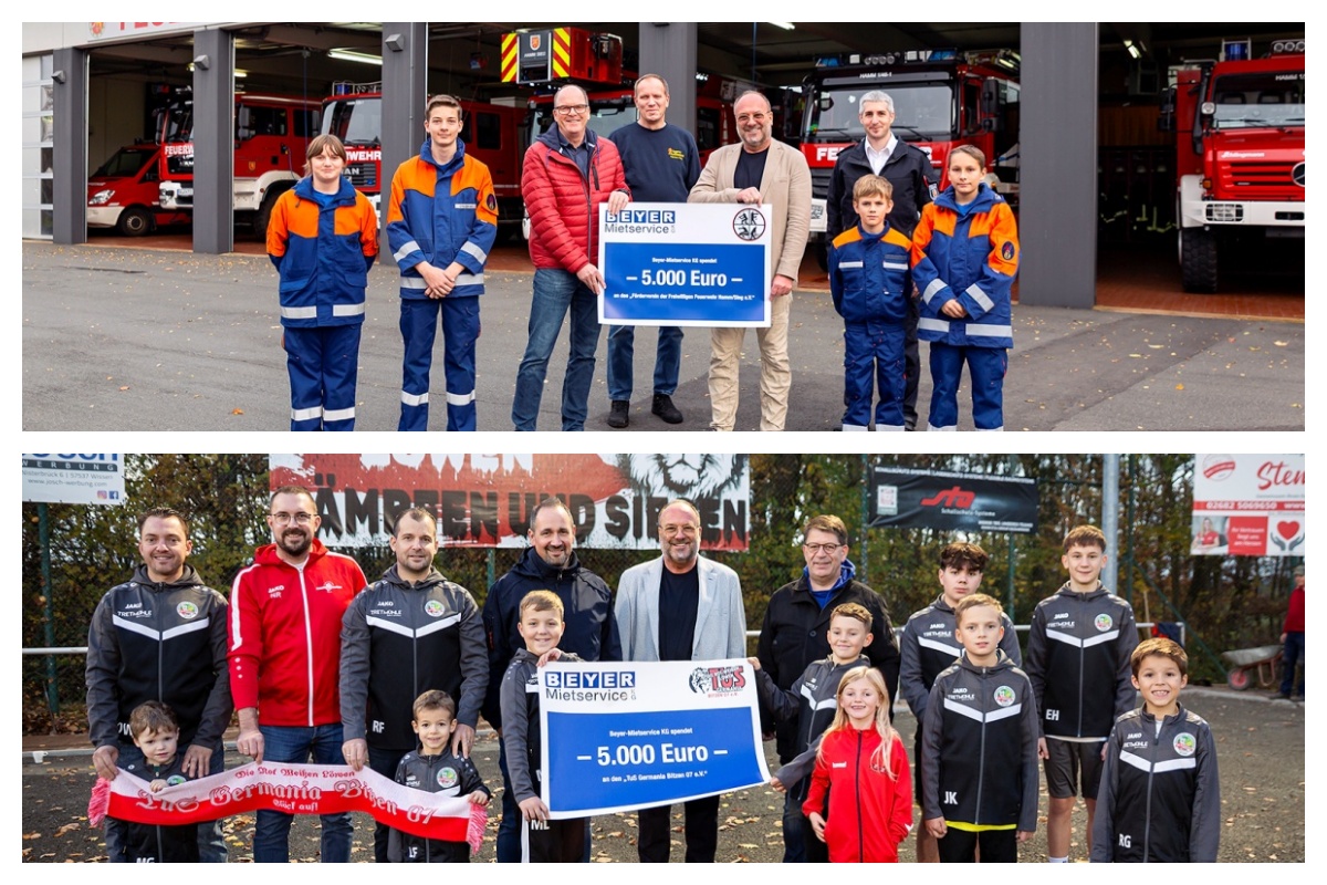 10.000 Euro fr die Jugend: BEYER-Mietservice KG strkt Nachwuchs in Hamm (Sieg) und Bitzen