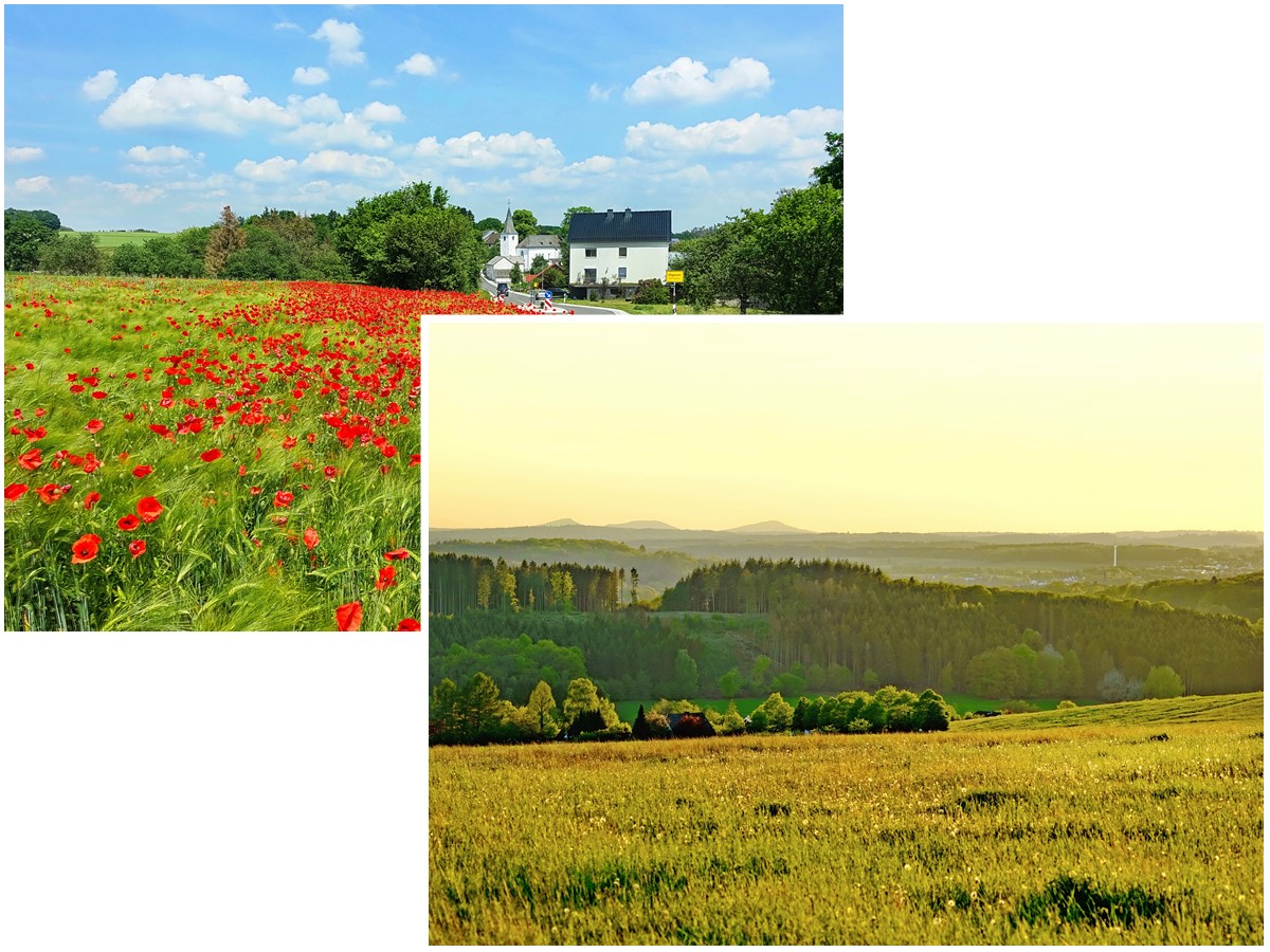 Hilgenroth und der Fernblick ber Altenkirchen bis ins Siebengebirge sind Motive im Kalender "Lichtblicke 2022". (Fotos: Roland Bhringer)

