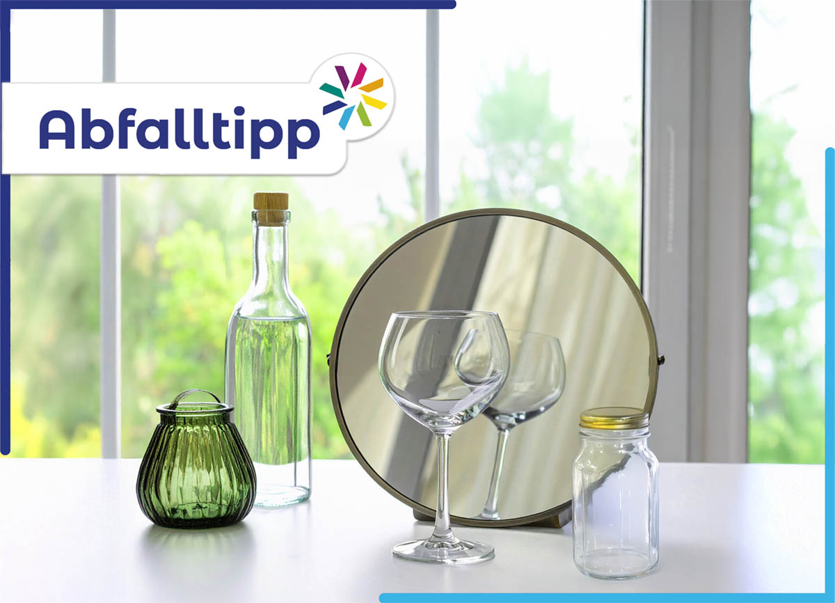 Abfalltipp: Glas, Altglas, Bruchglas�� was geh�rt wohin? Foto: Maria Burkart. Teile des Bildmaterials wurden mithilfe eines KI-Tools erstellt.