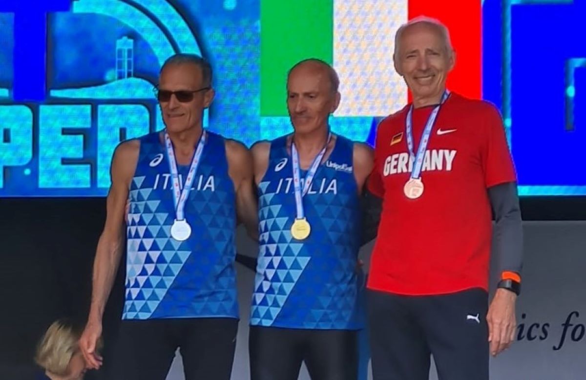Endlich die ersehnte Einzelmedaille: ber 400 Meter waren nur die beiden Italiener Roberto Paesani (Mitte) und Aldo Del Rio (links) vor Friedhelm Adorf platziert. (Foto: privat)