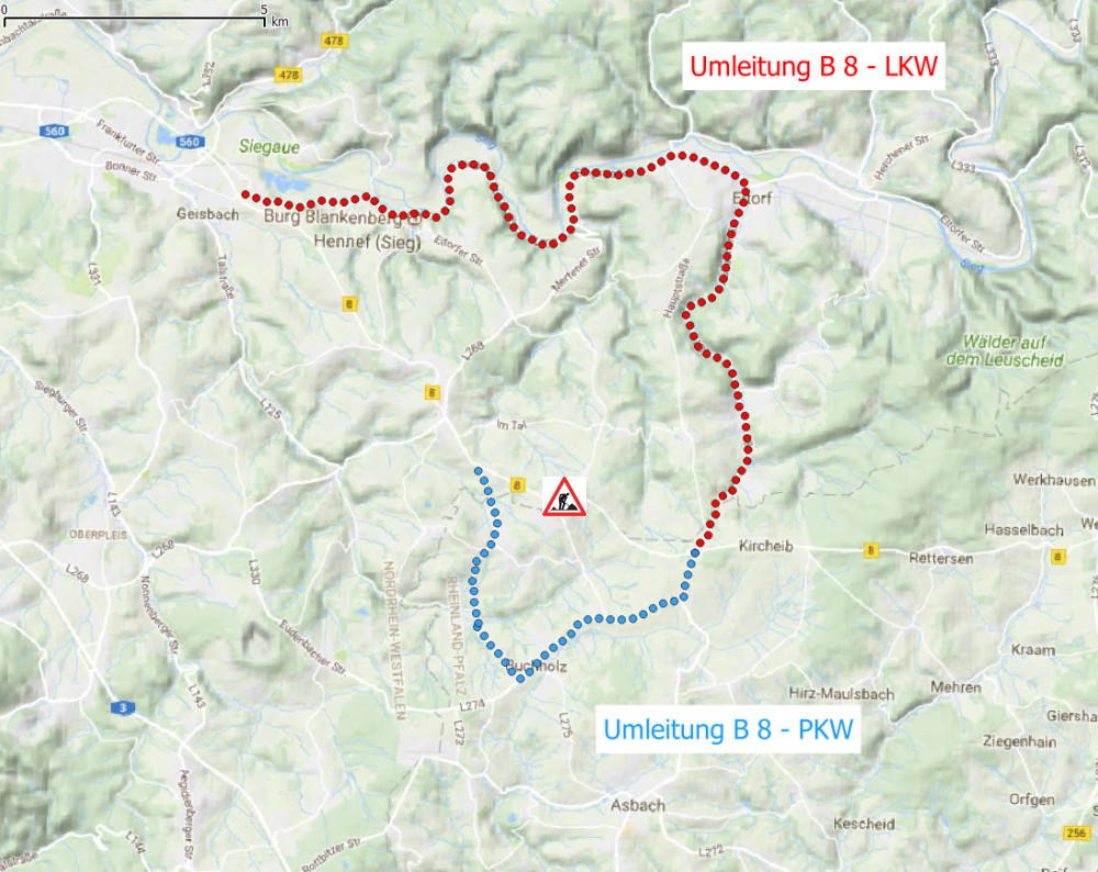 B 8: Fahrbahnsanierung Kreuzung B8 und K58