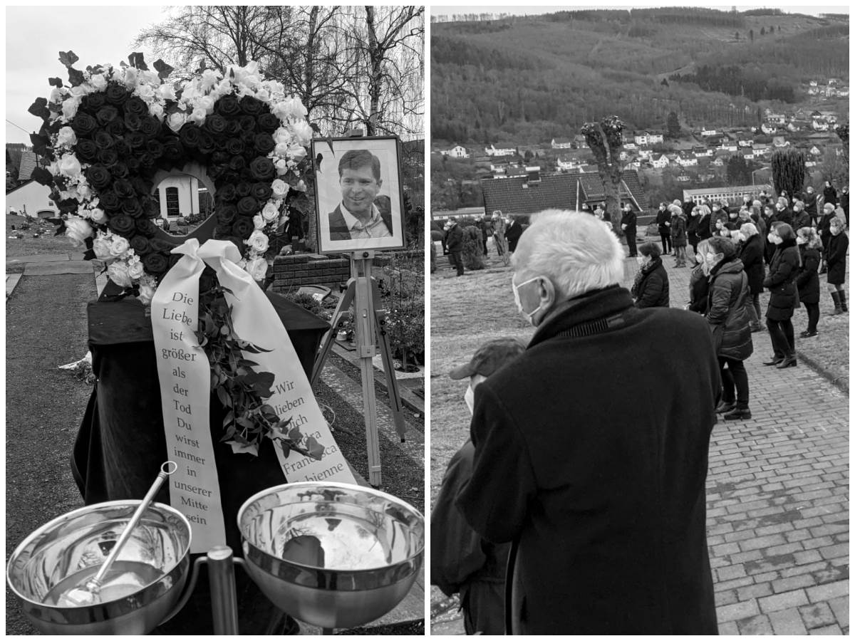 Zahlreiche Menschen hatten sich - unter Einhaltung der Corona-Regeln - auf dem Friedhof zusammengefunden, um Maik Khler die letzte Ehre zu erweisen. (Fotos: ddp) 