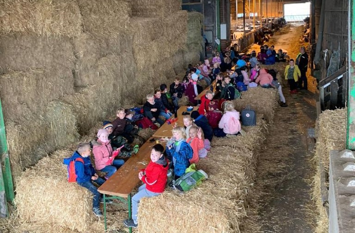 Die Grundschler hatten einen auf dem Bauernhof der Familien Mies und Kraft in Hhn einen sehr ereignisreichen Tag. (Foto: privat)