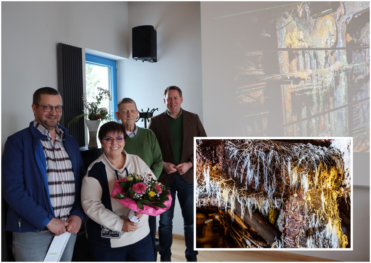 Foto von der Ehrung im Rathaus Gebhardshain (von links): Udo Runnebaum, Regina Brhl, Ulrich Jung und Erster Beigeordneter Joachim Brenner.