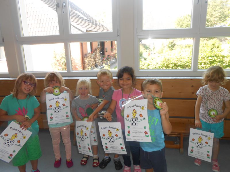 Erfolgreiche Entenhelfer im Kindergarten Zauberwald. Foto: Kindergarten Zauberwald