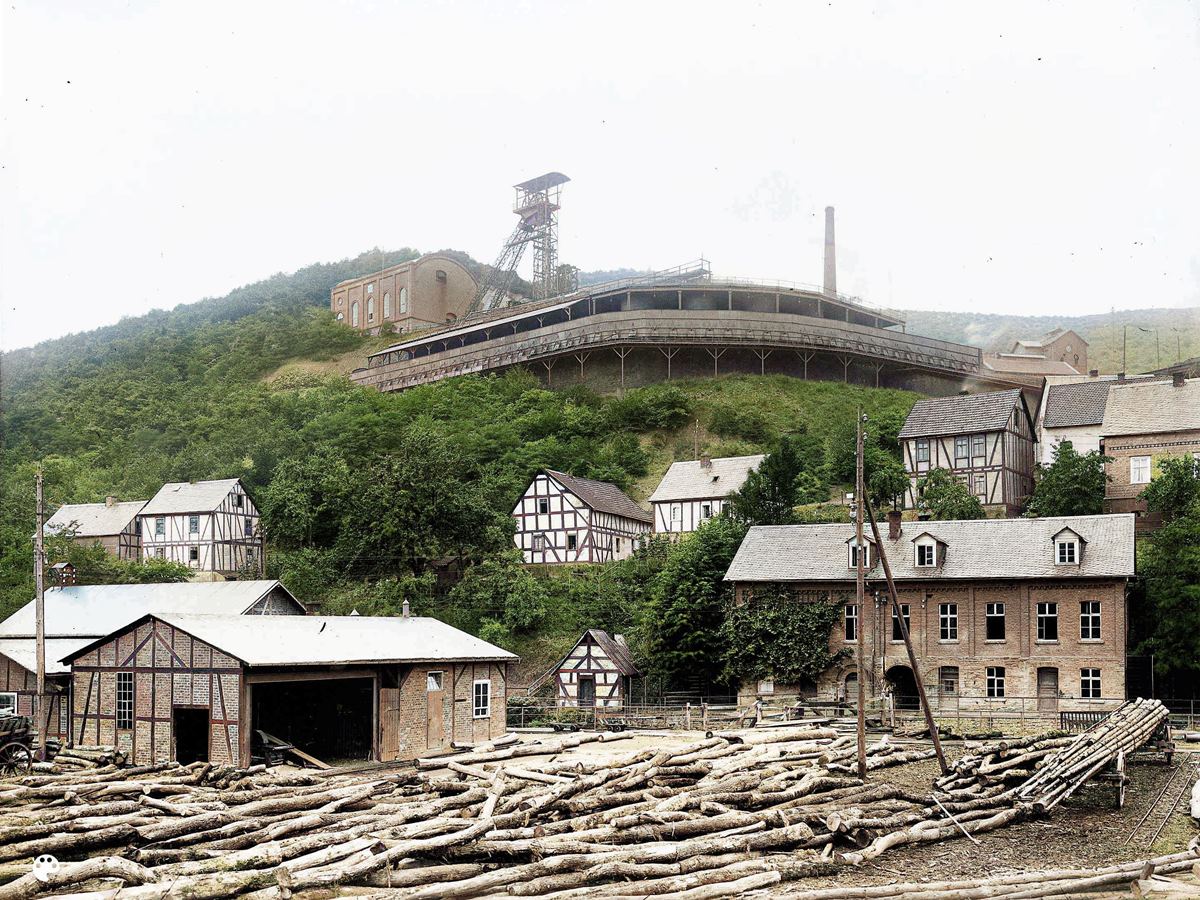 Grube Bollnbach um 1910 (Foto: Peter Weller, Kolorierung: Carsten Trojan)
