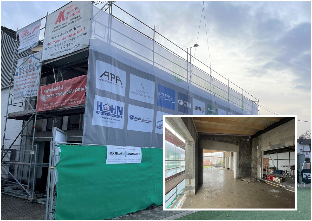 Die Arbeiten am "neuen" Vereinsheim des VfE sind in vollem Gange. (Fotos: Verein)