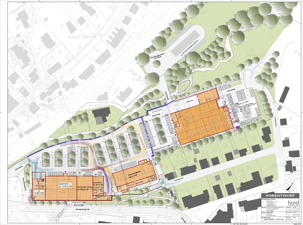 Das ist die aktuelle Planung fr das neue Fachmarktzentrum auf dem Altenkirchener Weyerdamm. (Skizze: VG-Verwaltung)

