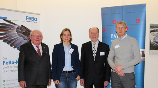 Beim BVMW ging es um Fantasie und Kreativitt: (von links) Karl-Heiz Flick, Feba, Referentin Bernadette von Plettenberg, Rainer Jung, BVMW, Simon Menk, Feba. (Foto: Melanie Heider)