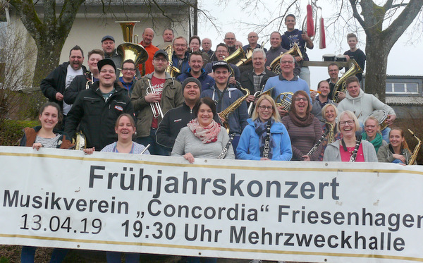 Der Musikverein Concordia Friesenhagen ldt zum Frhjahrskonzert am 13. April um 19.30 Uhr in die Mehrzweckhalle in Friesenhagen ein. (Foto: Concordia Friesenhagen) 