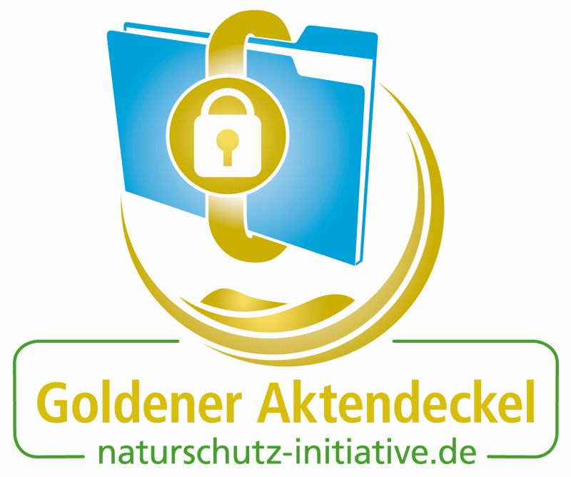 Goldener Aktendeckel der Naturschutzinitiative e.V. (NI). Foto: NI