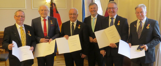 Von links: Gnther Thiermann aus Bad Hnningen, Walter Leidig aus Birken Honigsessen, Heinrich Barthenheier aus Montabaur, SGD Nord-Prsident Dr. Ulrich Kleemann, Gerhard Hilburger aus Straenhaus, Edgar Neustein aus Erpel. Fotos: SGD