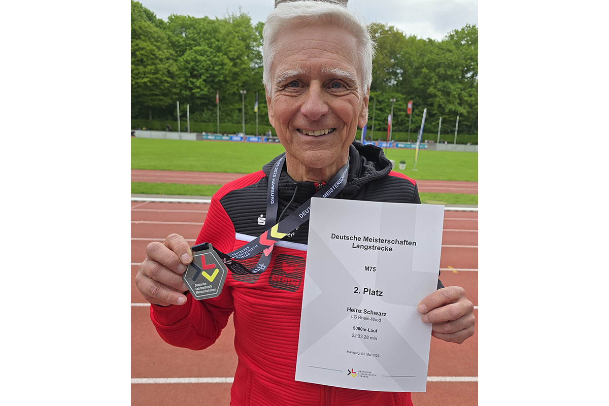 Heinz Schwarz aus Waldbreitbach wird Deutscher Vizemeister ber 5.000 Meter