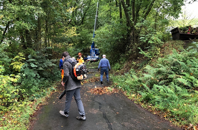 Das Hauptaugenmerk lag auf den Bumen und Baumkronen im Hohlweg. (Foto: Gemeinde)