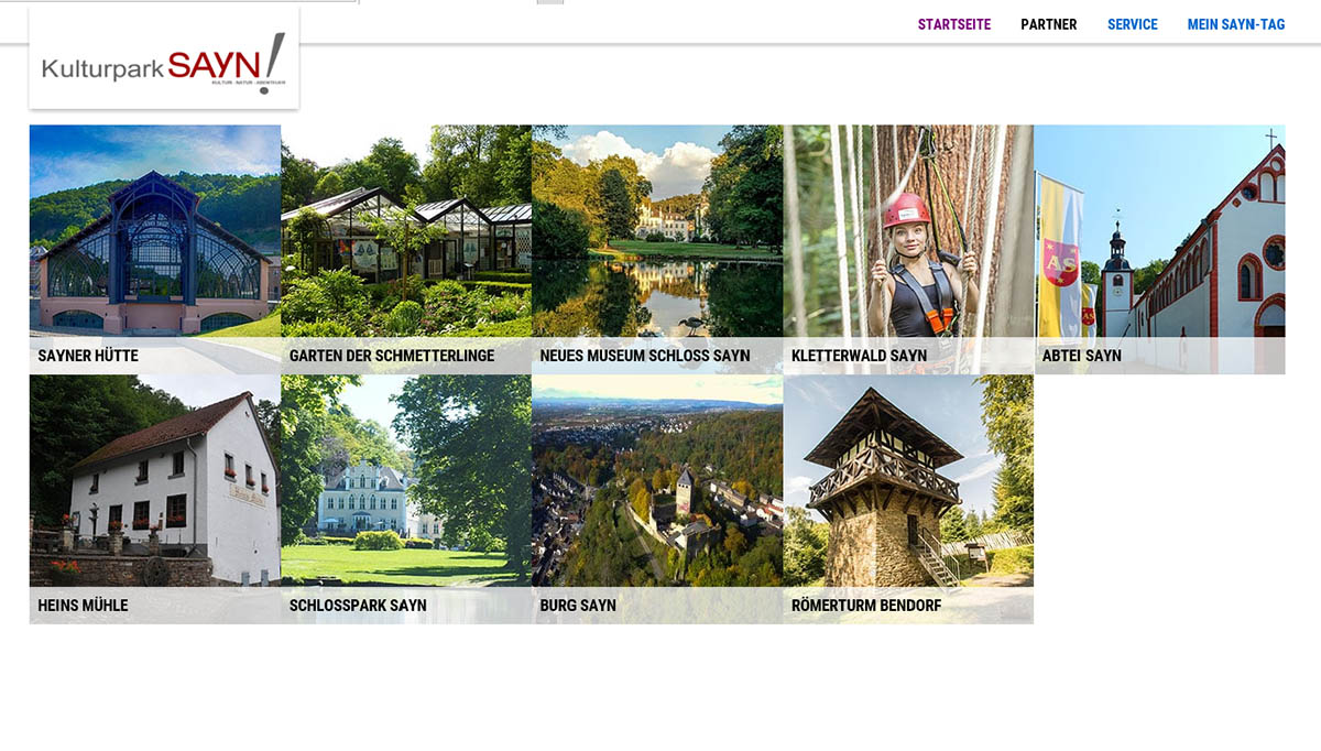 Die touristischen Highlights des Kulturparks Sayn prsentieren sich auf einer gemeinsamen Homepage. Fotos: Stadt Bendorf