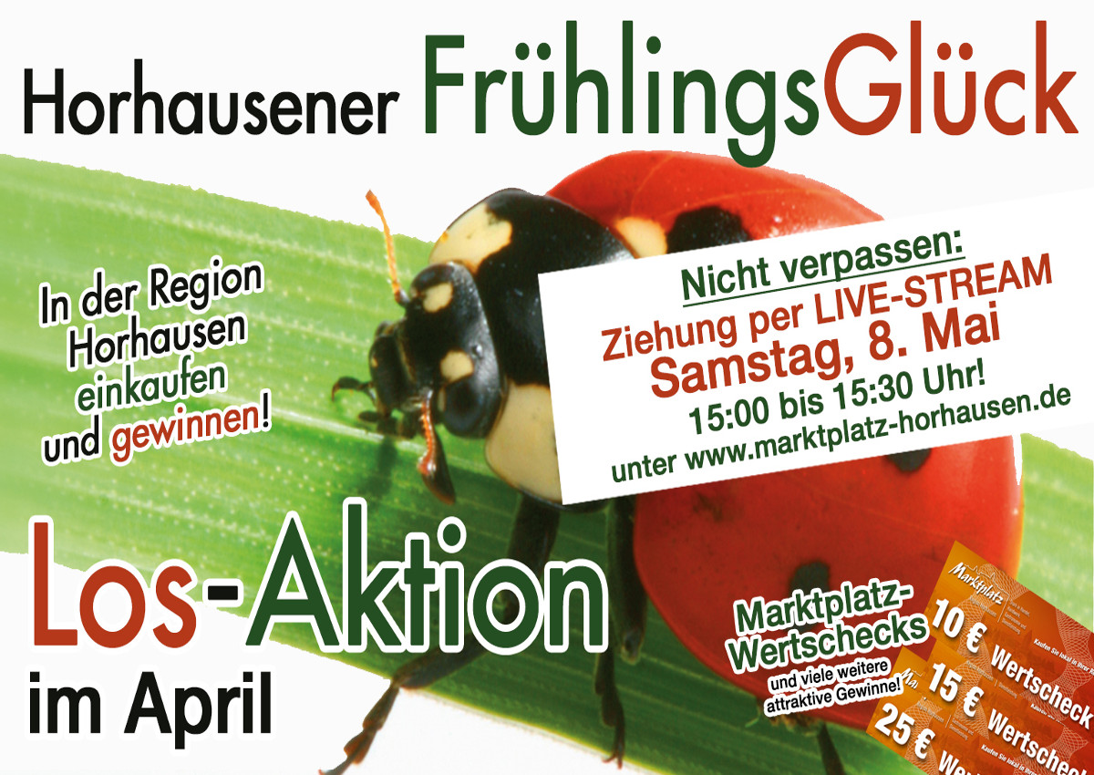 Live-Stream anstatt Anwesenheitsverlosung: Die Ziehung zur Losaktion der Standortinitiative Marktplatz Region Horhausen findet online statt. (Banner: WW-Events)