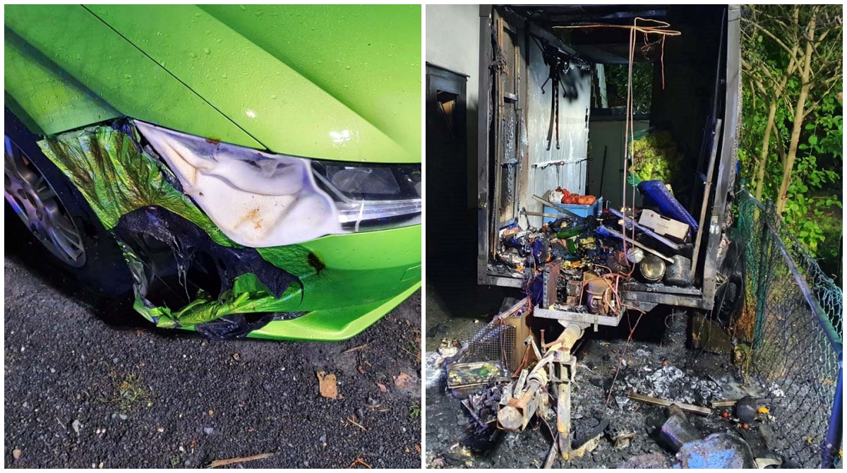 Ein Auto und Anhnger wurden erheblich beschdigt. (Fotos: kk)