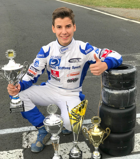 Pablo Kramer ist Vizemeister des ADAC Kart Cup 2018 und gleichzeitig Vizemeister Sddeutschen ADAC-Kart-Cups. (Foto: privat)