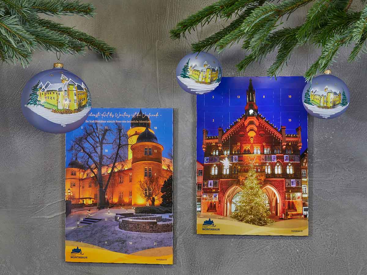 Bald ist Advent: Adventskalender und Glaskugeln mit Montabaurer Motiven