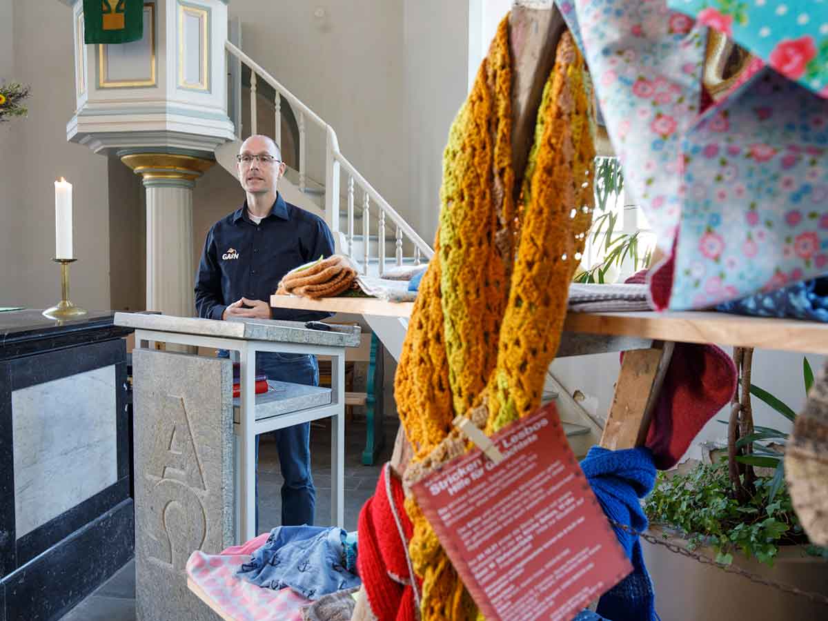 Abschlussgottesdienst der Aktion "Stricken fr Lesbos". (Foto: Evangelische Kirche Westerwald)