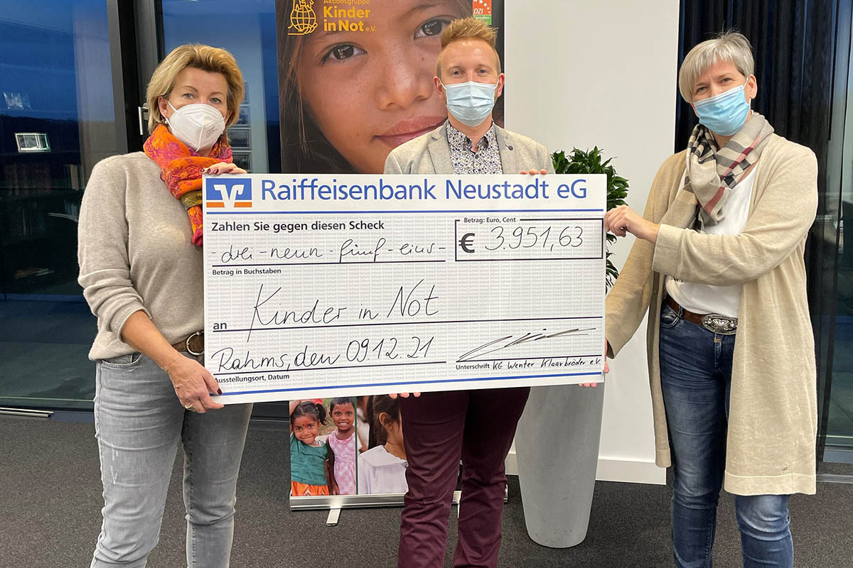 Wenter Klaavbrder spenden an Aktionsgruppe Kinder in Not