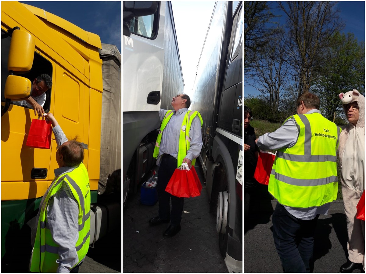 100 Osterlmmer "on tour": berraschung fr LKW-Fahrer