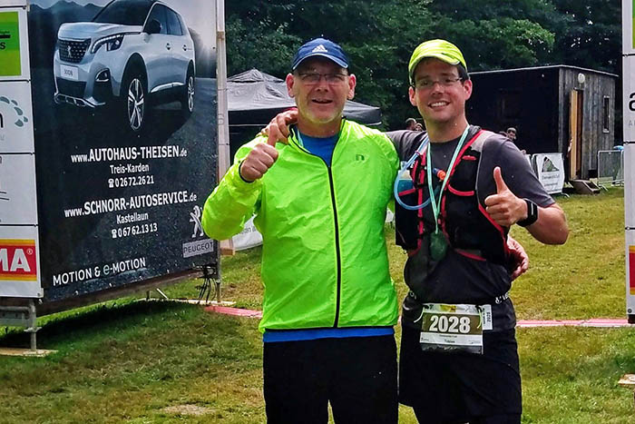 Harald Kuster und Tobias Bussmann beim Hunsbuckel-Trail. Foto: Verein