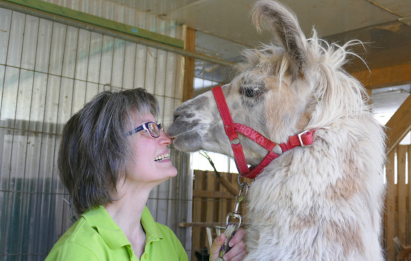 Sylvia Happ und Lama Showa. (Foto: ma)