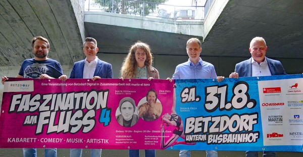 Laden ein zu Faszination am Fluss 2019: (von links) Sascha Hensel, Benjamin Geldsetzer, Sarah Brhl, Mario el Toro und Bernd Brato. (Foto: ma)