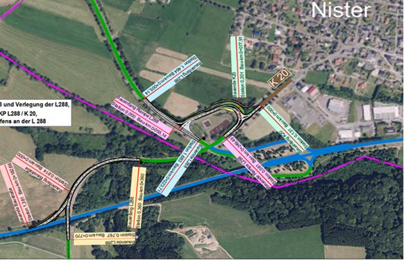 Teil- und Vollsperrung der L 288, K 20 und B 414 