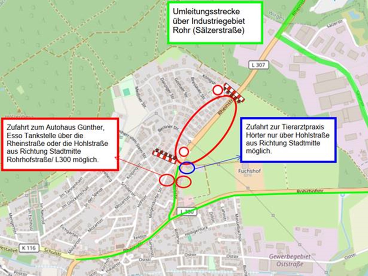 Ausbau der L 307/Rheinstrae in der Ortsdurchfahrt Ransbach-Baumbach: nderung der Verkehrsfhrung
