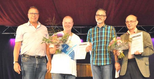 Ehrungen fr das Ehrenamt: (von links) Jochen Krentel, Hans-Jrgen Busold, Hartmut Lenz und Paul Wittershagen. (Foto: kk)