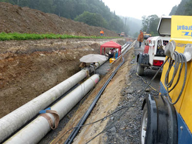 Neubau der Transportleitung des Zweckverbandes Wasserversorgung Kreis Altenkirchen  im Holperbachtal. Foto: SGD Nord