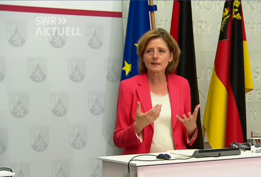 Malu Dreyer in der heutigen Pressekonferenz. Screenshot: NR-Kurier 