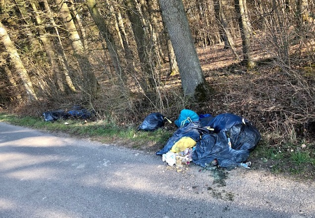 Unbekannte entsorgen illegal 26 Mllscke am Waldrand