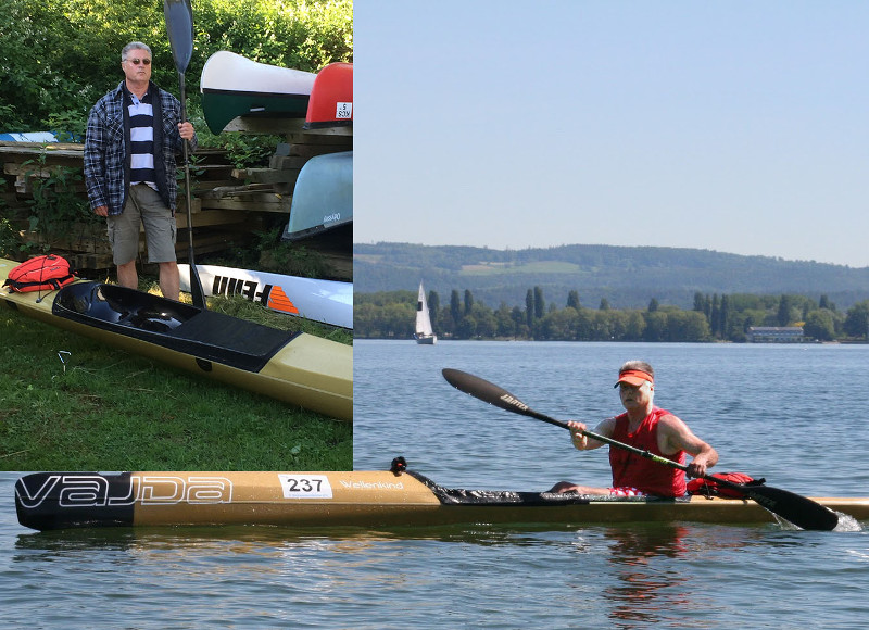 Der siegreiche Altersklasse-Kanut Klaus Rmer beim Bodensee-Kanu-Marathon. Foto: Wassersportverein Neuwied