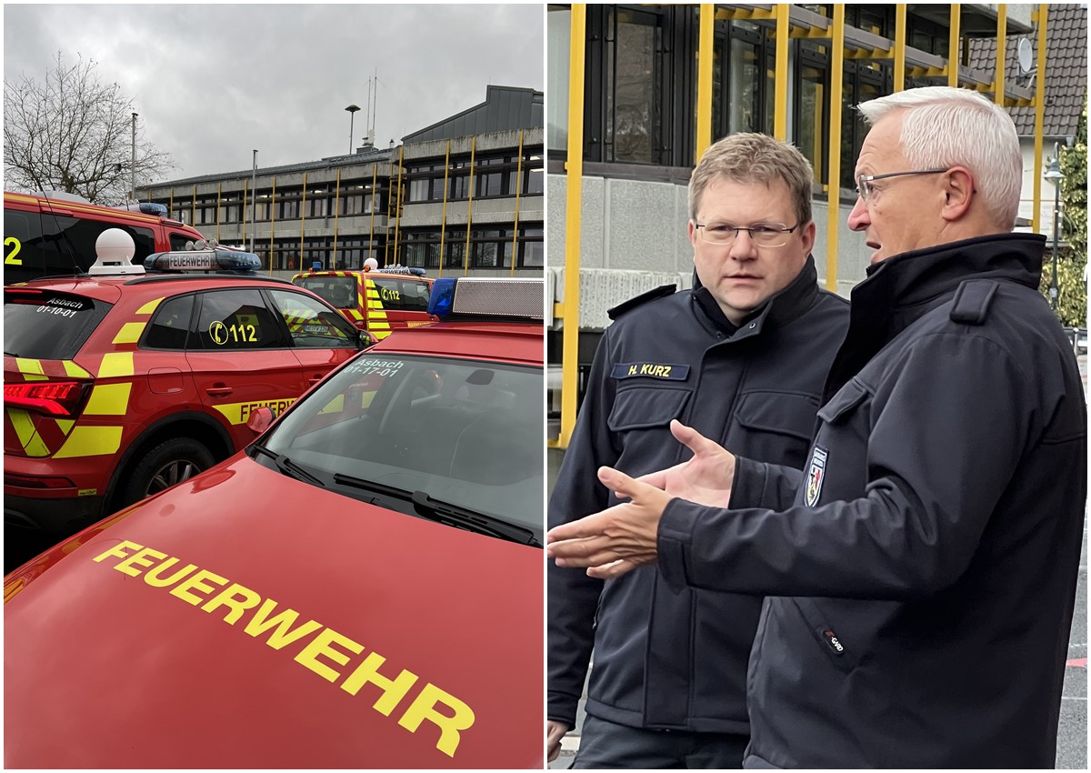Brand- und Katastrophenschutz-Inspekteur (BKI) Holger Kurz (links) und Landrat Achim Hallerbach finden den Warntest gelungen. (Fotos: KV Neuwied)
