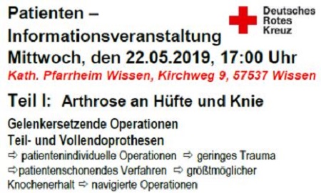 Am Mittwoch, den 22. Mai 2019 um 17 Uhr findet eine Infoveranstaltung der Unfallchirurgie des DRK Krankenhaus Kirchen statt. (Foto: DRK Krankenhaus Kirchen)