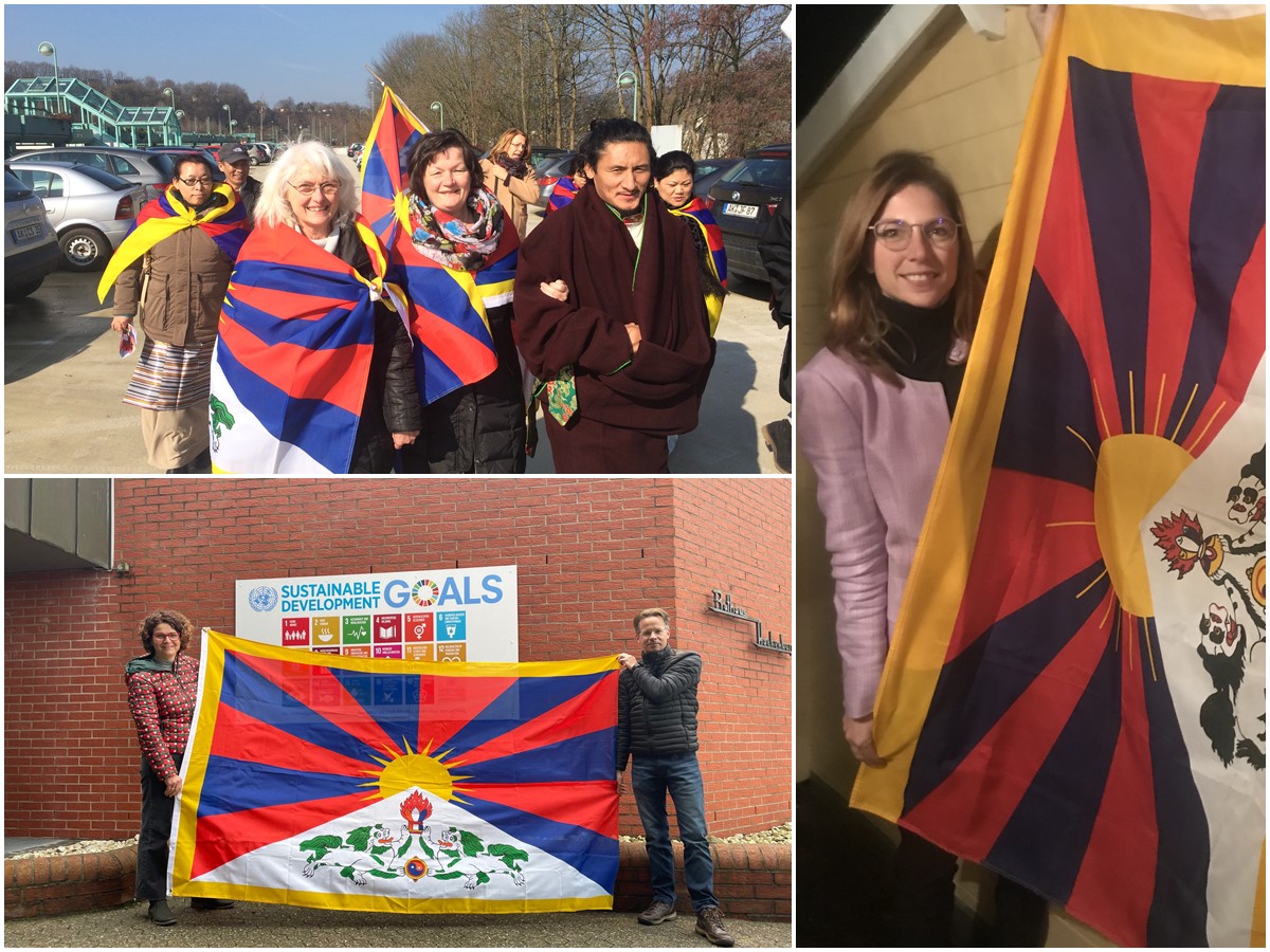 "Ich hisse die tibetische Flagge, weil man zu Menschenrechtsverletzungen nicht schweigen darf." Sabine Btzing-Lichtenthler (rechtes Foto) hat viele Mitstreiter in der Region, die mit ihr die tibetische Flagge hissen. 