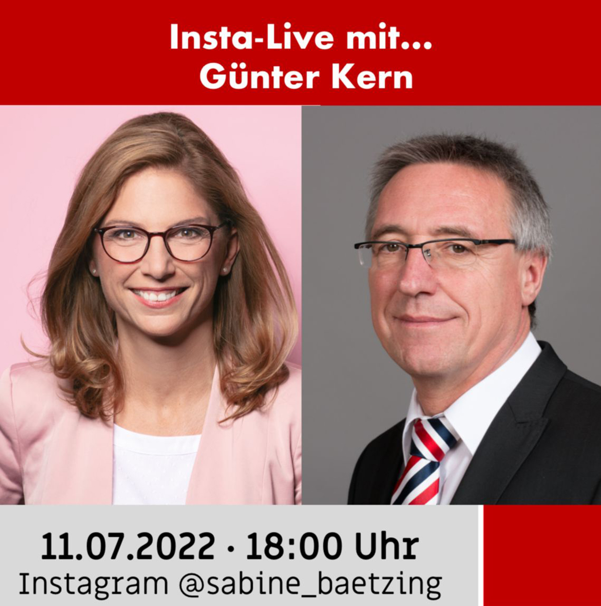 Sabine Bätzing-Lichtenthäler begrüßt Günter Kern am 11. Juli zum Insta-Chat