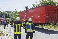 LKW-Auflieger mit Müll gerät auf Deponie Linkenbach in Brand